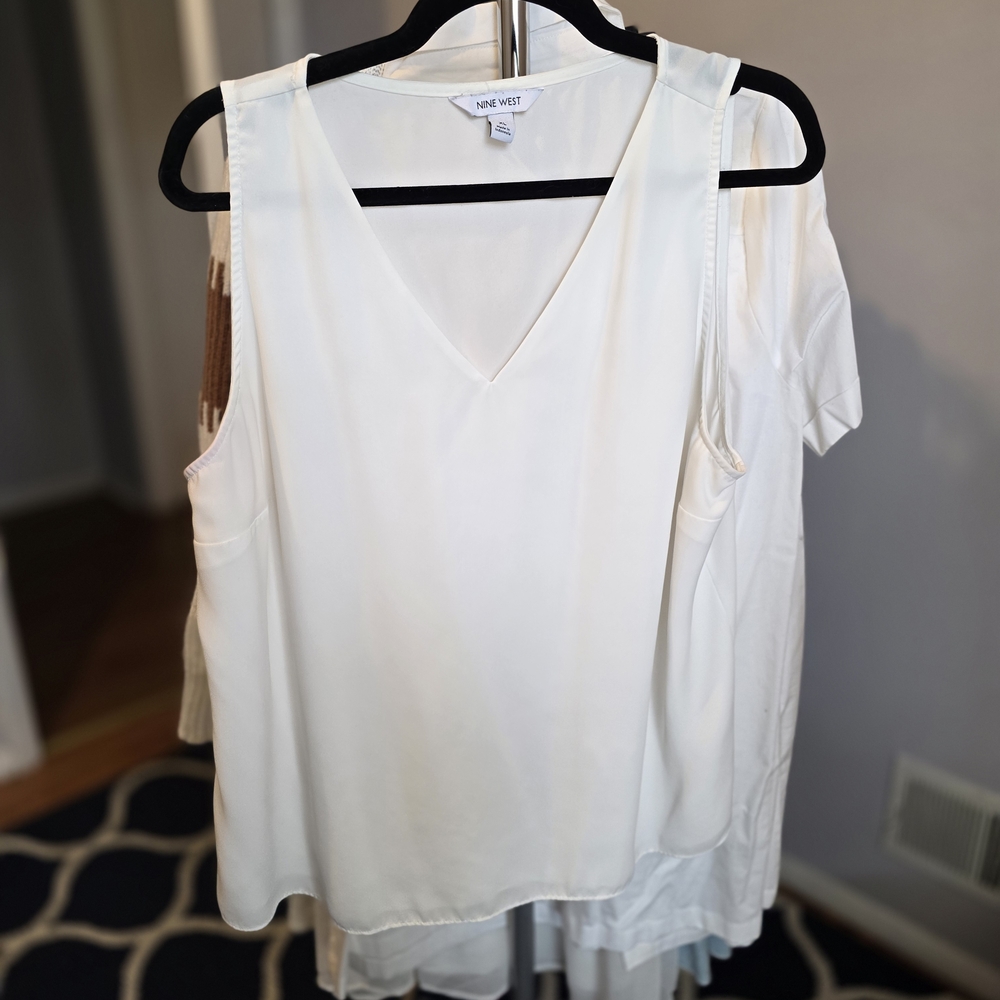 Nine West Women's Cream V-Neck Blouse